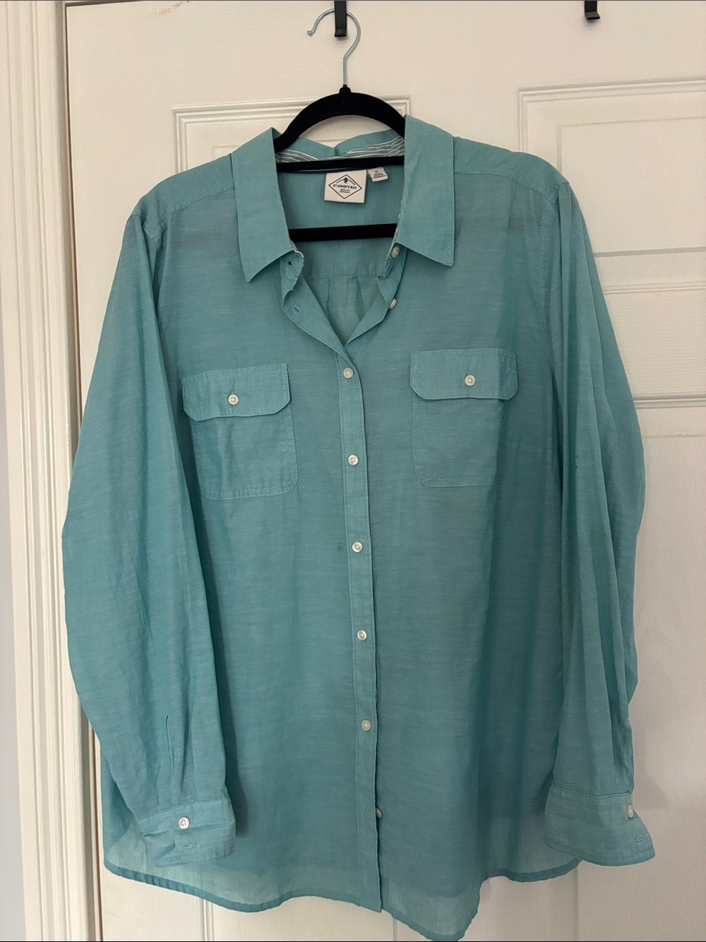 St. John's Bay Teal Button-Down Shirt 100% Cotton Size 1X